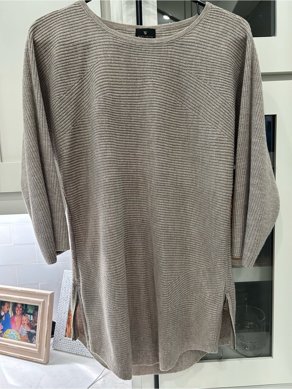 Worthington Taupe Ribbed Knit Tunic Sweater